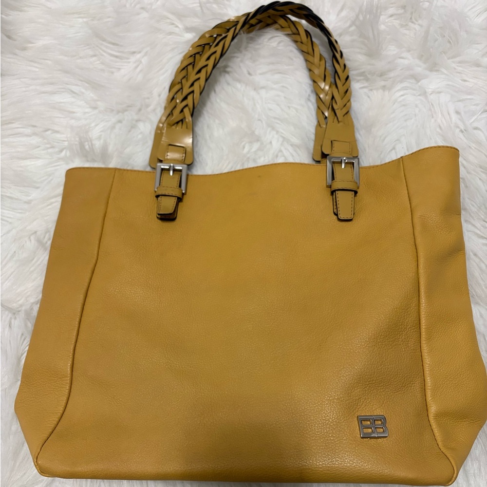 Boots N Bags Mustard Yellow Leather Tote Bag